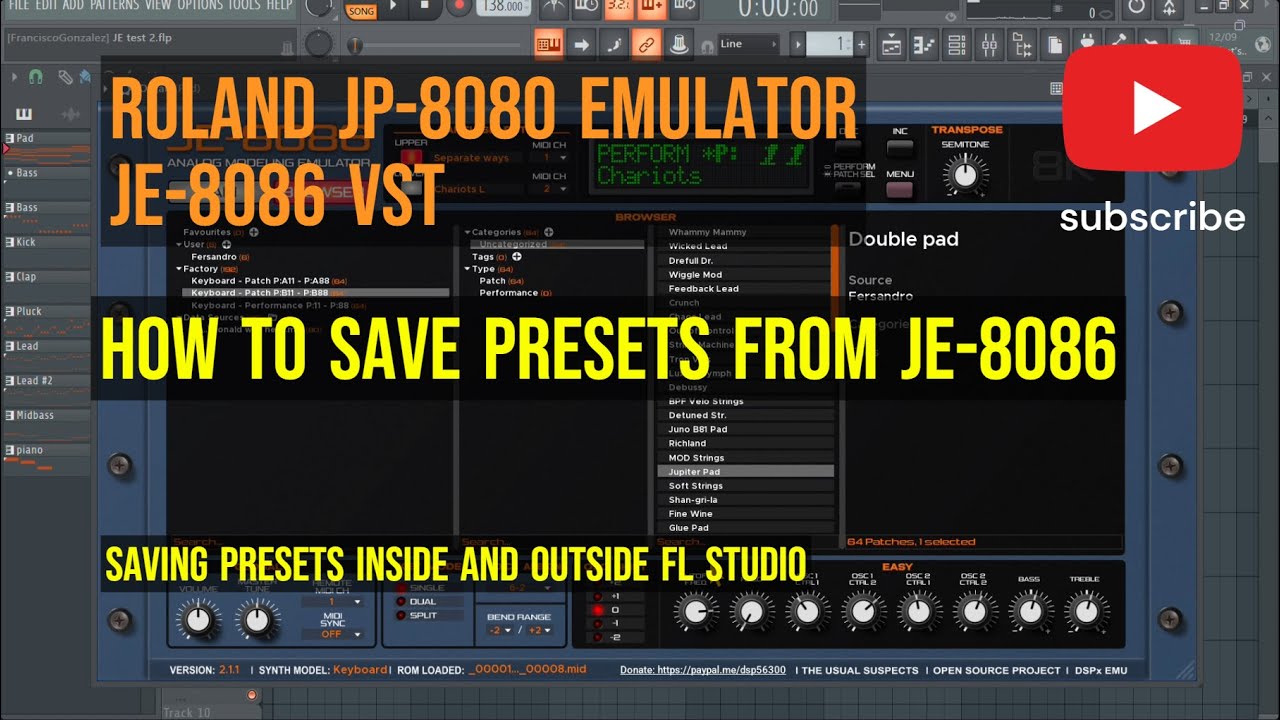 How to save, import and export JE-8086 presets
