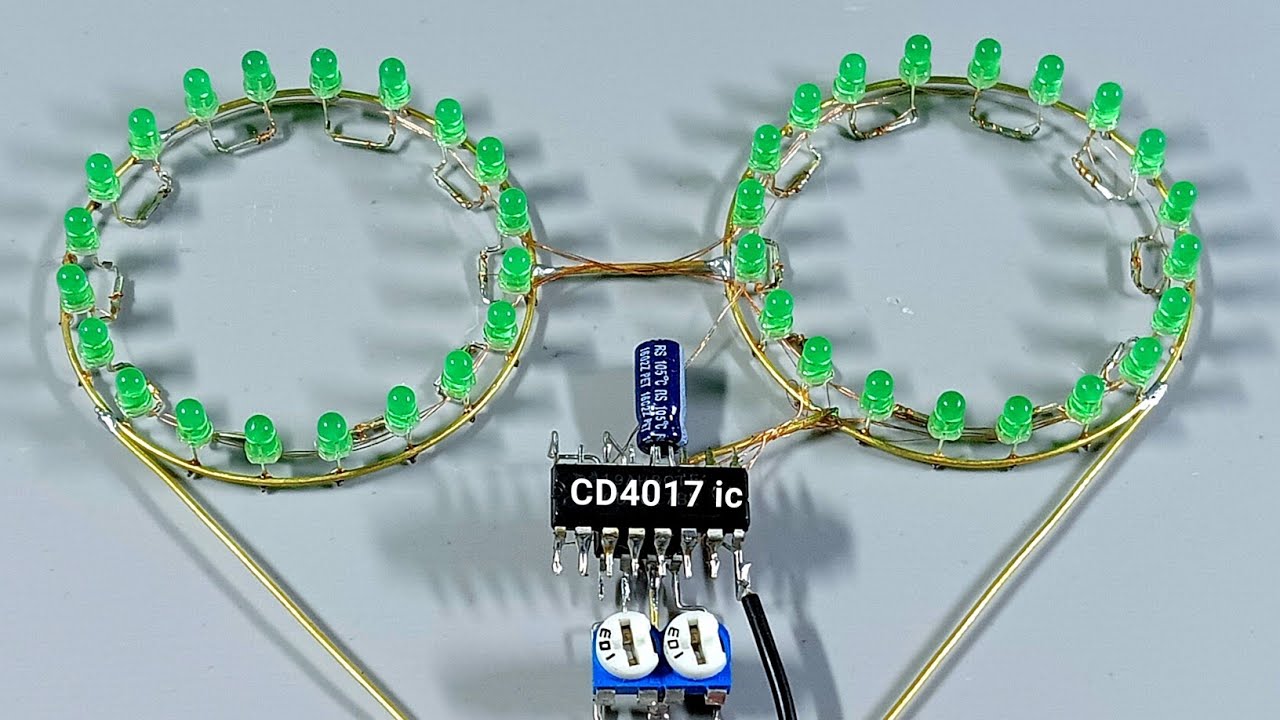 Amazing None Stop Running LED Chaser Light Circuit using cd4017 and ne555 ic 2022