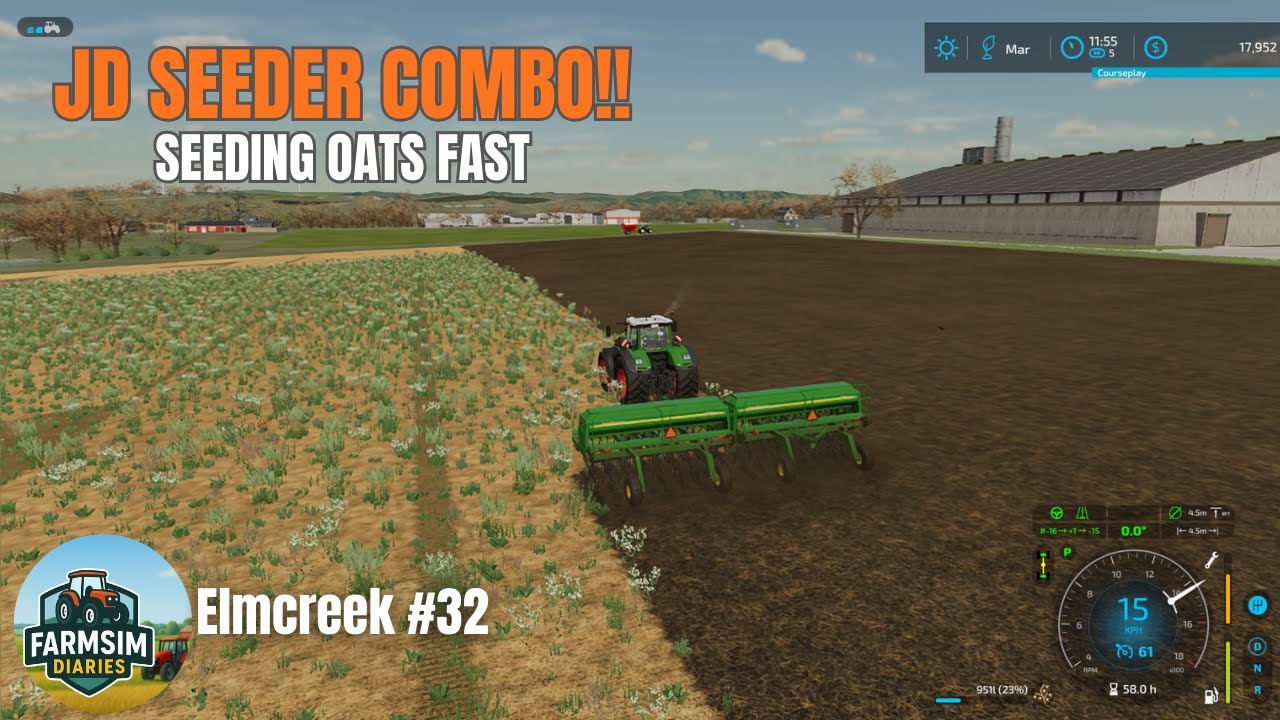 John Deere 2 Seeder Combo in Action 🚜 | FS22 : Elmcreek Start From Scratch Part - 32