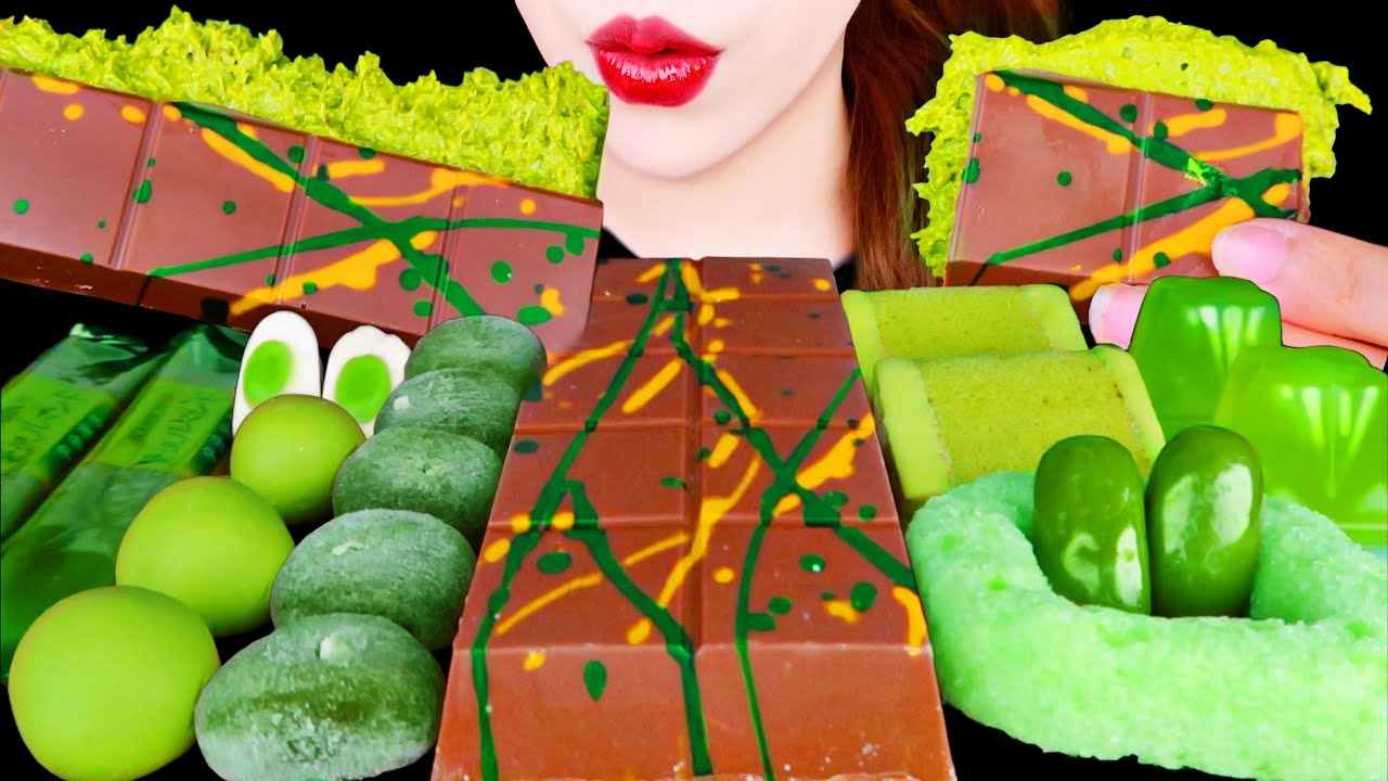 ASMR *FIX DUBAI CHOCOLATE* GREEN TEA SWEETS FOOD EATING SOUNDS MUKBANG💚 원조 두바이초콜릿 먹방 咀嚼音