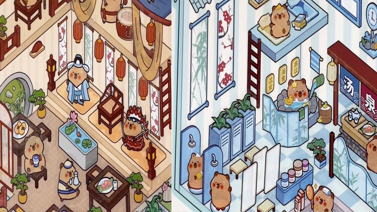 Diy capybara peking opera and capybara hot springs with scene stickers | HeyToysTV