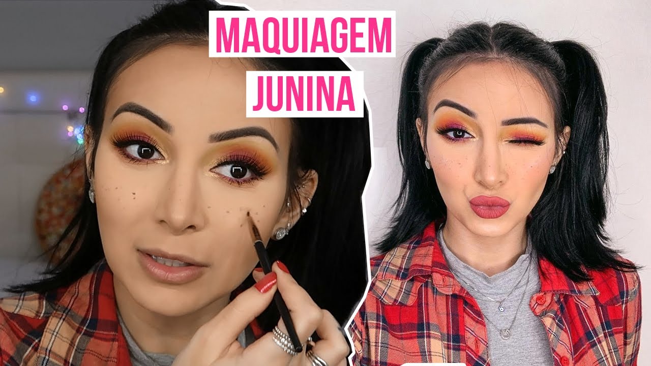 MAQUIAGEM COLORIDA PARA FESTA JUNINA/JULINA