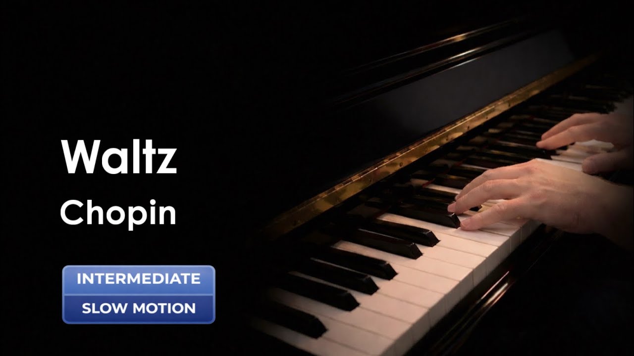F. Chopin: Waltz A Minor, B150, Slow Motion Piano Tutorial