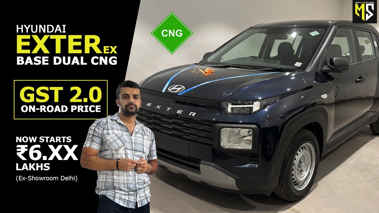 Hyundai Exter Base CNG Review 2025 | Features, Mileage & GST On-Road Price 🔥