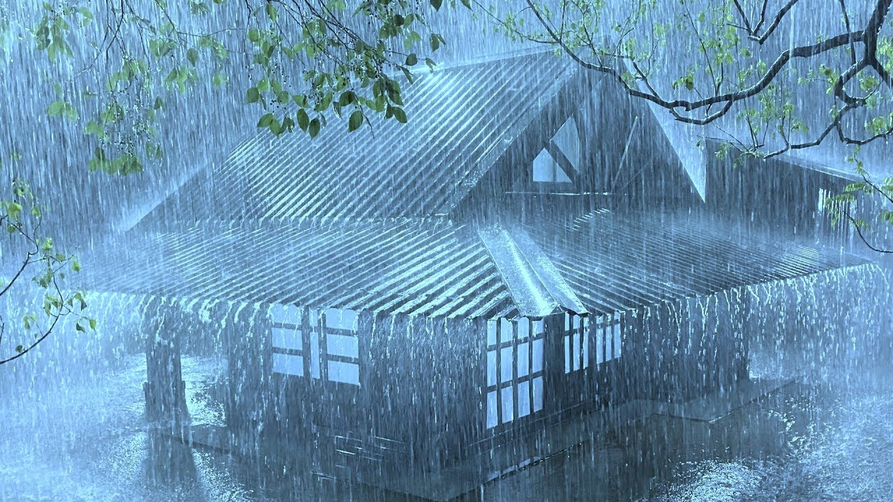 Full of Energy to Sleep Instantly with Heavy Rain & Fierce Thunder on the Farm Tent Roof at Night