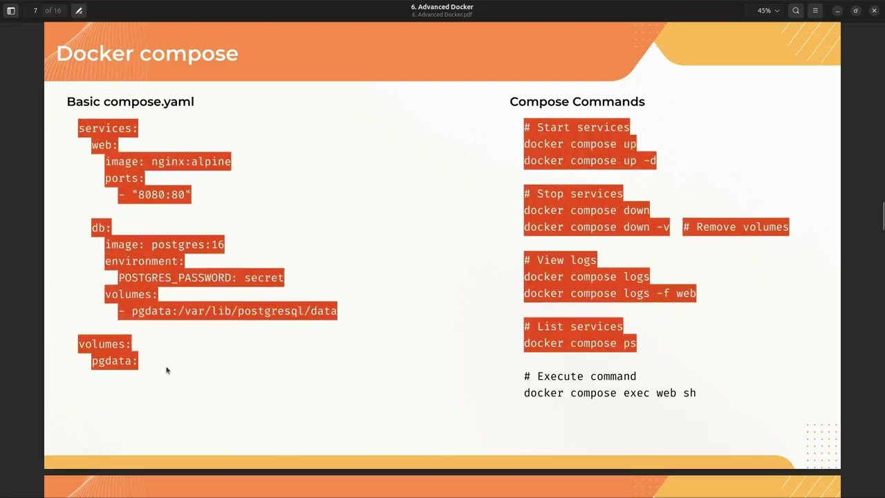 Less 11. Docker compose