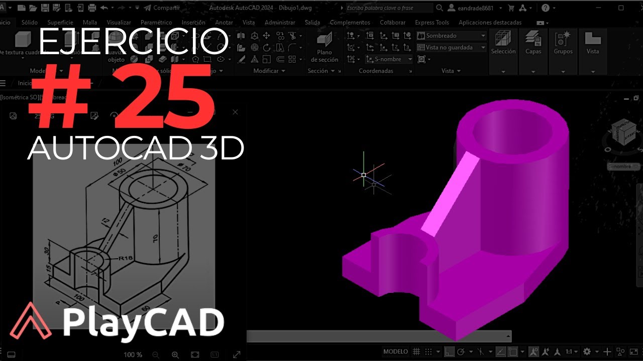 Modelado en 3D con AutoCAD 2023: Ejercicio #25