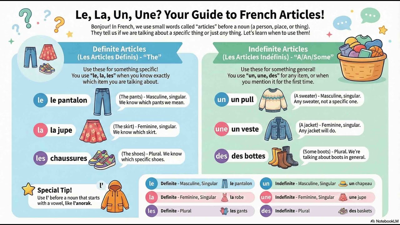 Les articles définis et indéfinis