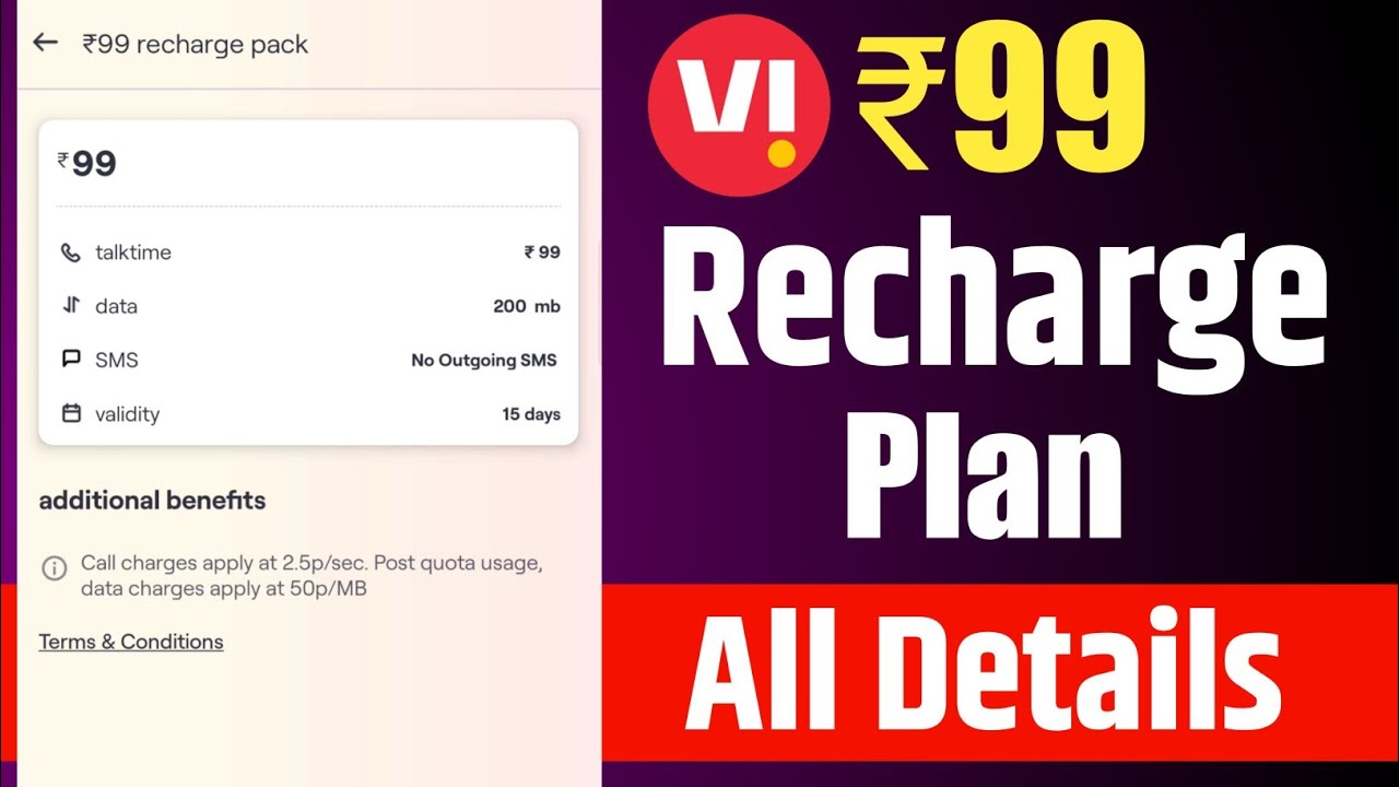 Vi ₹99 Combo Recharge Plan All Details 🔥 | Vodafone Idea ₹99 Plan All Velidity And Talk time Details