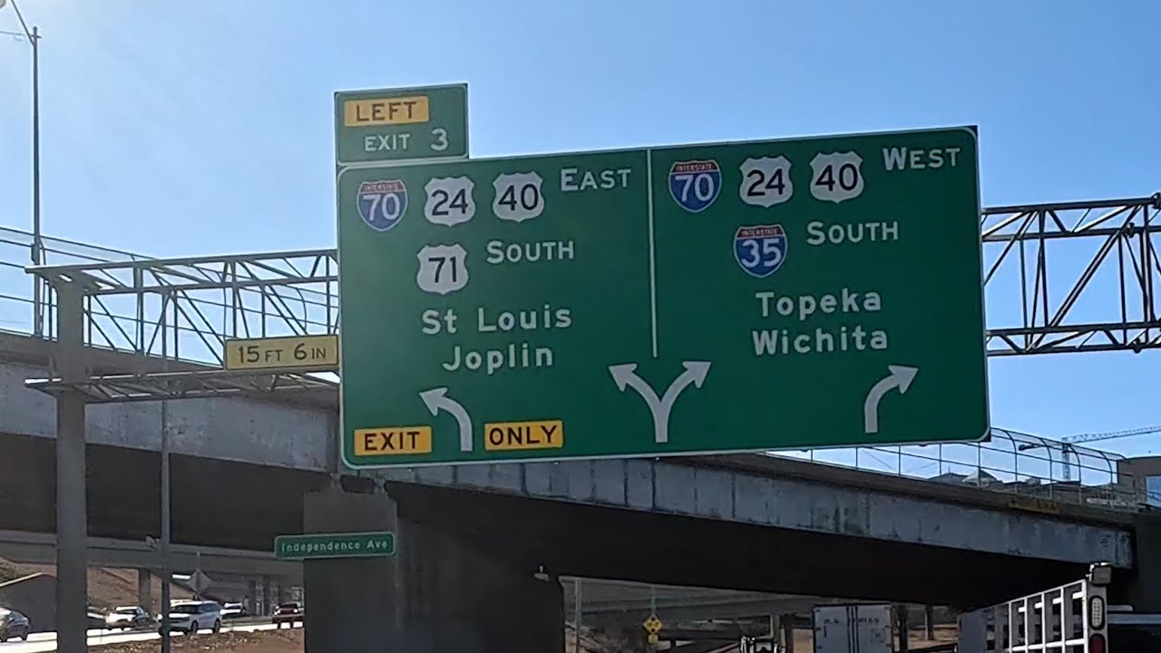 Downtown Kansas City Drive from the Bond Bridge towards the Kansas Border on I-35