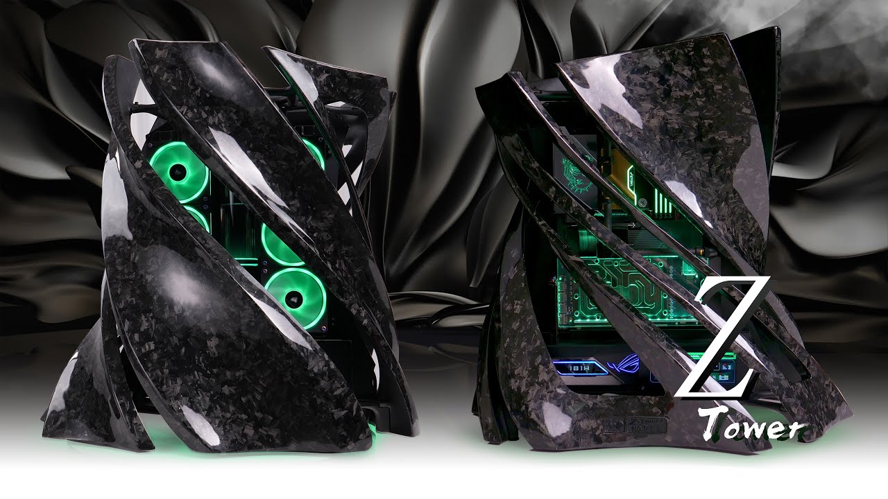 「BRO」4K Water Cooled PC Build Inwin Z-Tower  Forged Carbon With 9950X .迎广Z TOWER碳纤维碎碳 #pcbuild