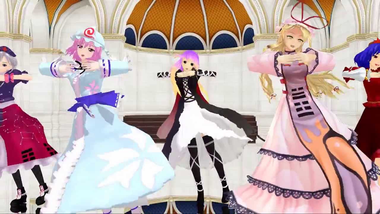 【東方MMD】　Girls　ゆかりん・ゆゆこ・えーりん・ひじりん・かなこ　【HD】