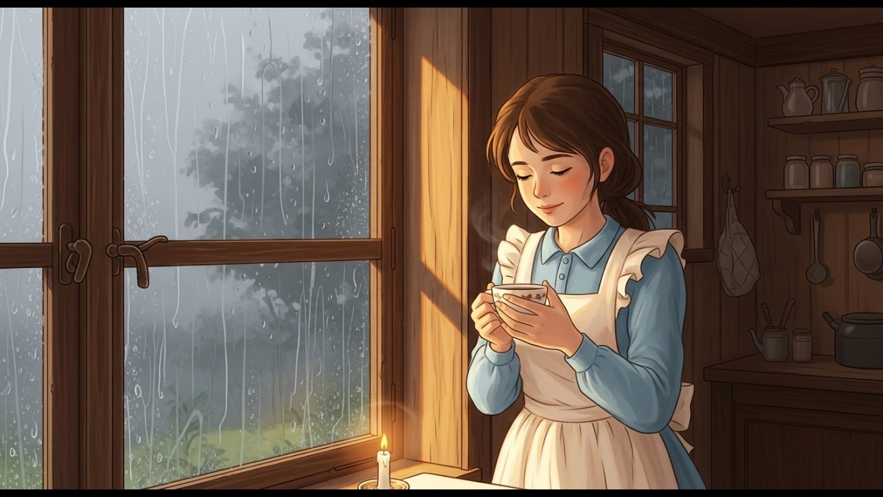 Spring Rain on the Wooden Roof | Living in a Ghibli Scene 🌧🌸