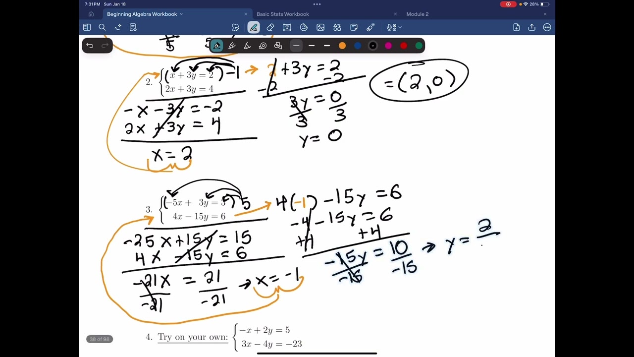 4.2: Solving Systems using Elimination 