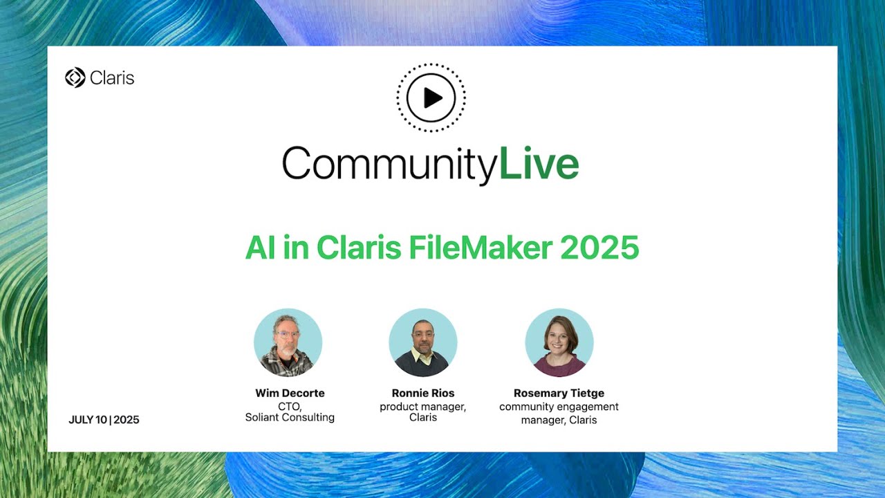 Community Live 26: Keep your data private and secure when using AI and Claris FileMaker