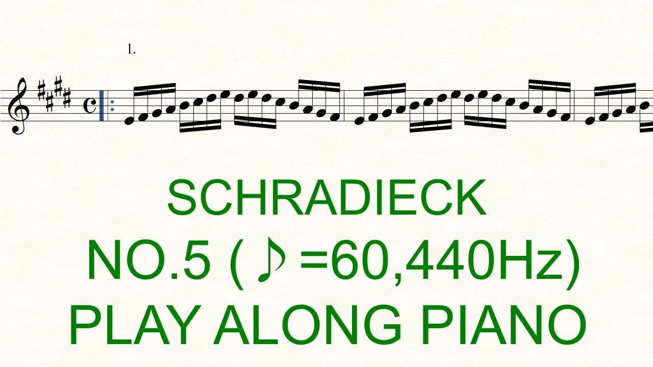 Schradieck Violin Book 1 No.5 ♪=60, 440hz  Slow Practice Play Along Piano