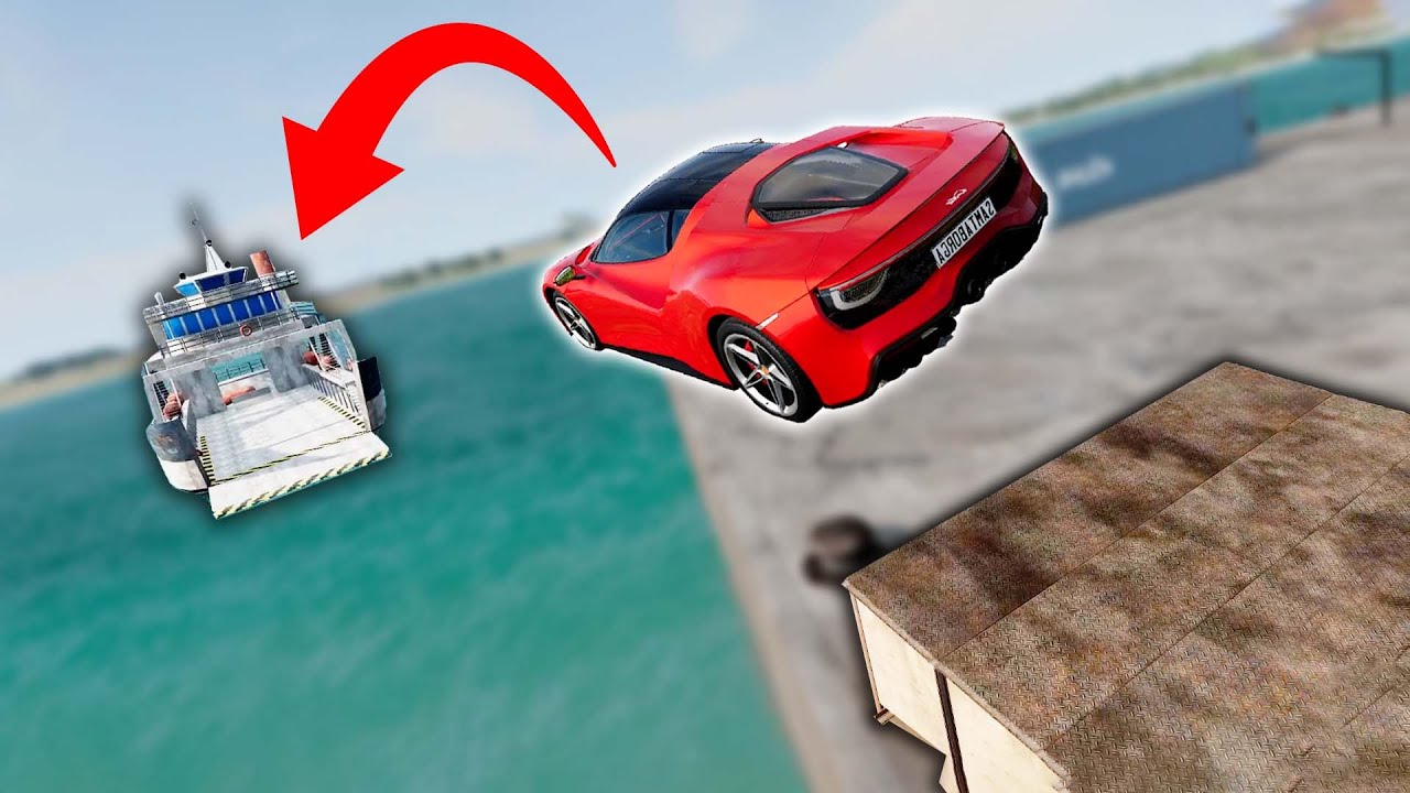 INSANE CAR TRICK SHOT INTO BOAT! (BeamNG Drive)