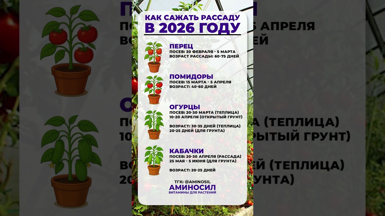 КАЛЕНДАРЬ рассады в 2026 году! 