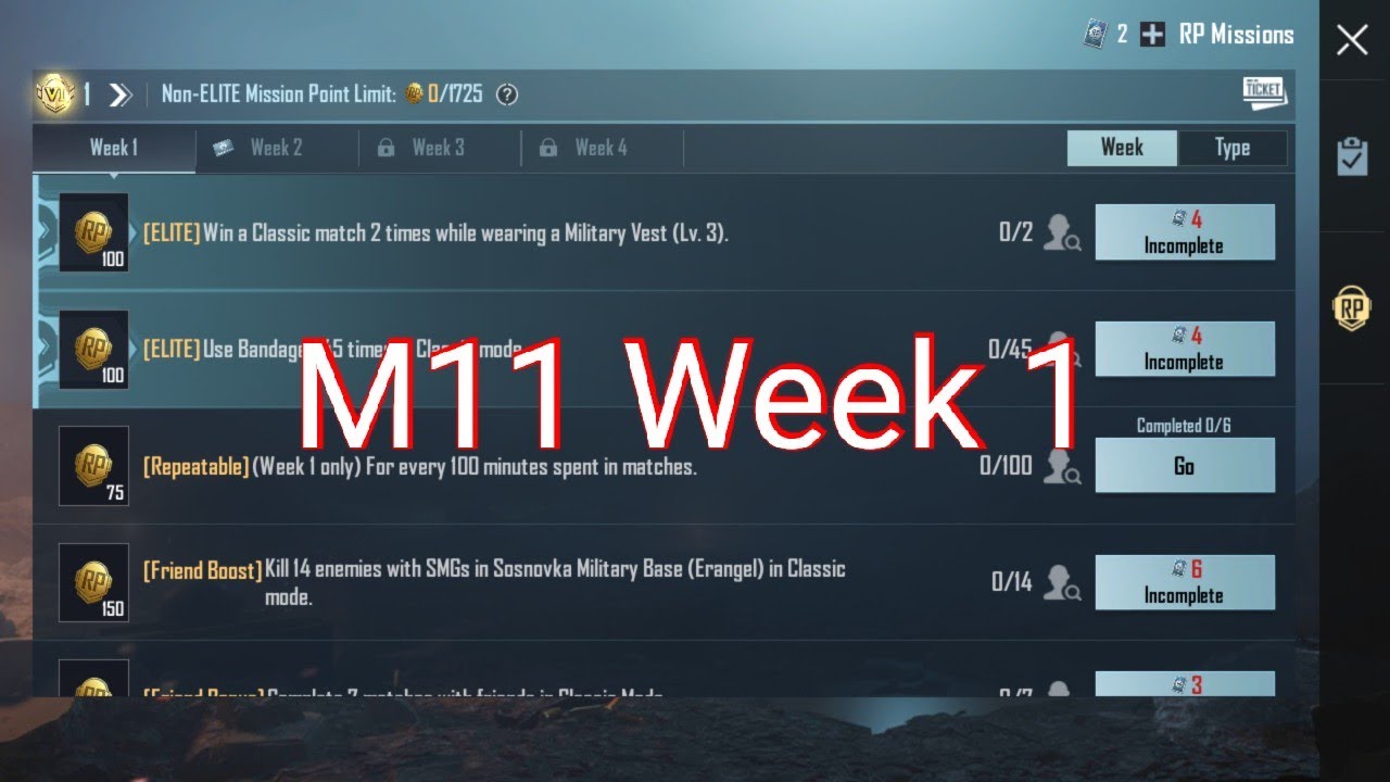 week 1 m11 royal pass mission explain in hindi pubg mobile and bgmi
