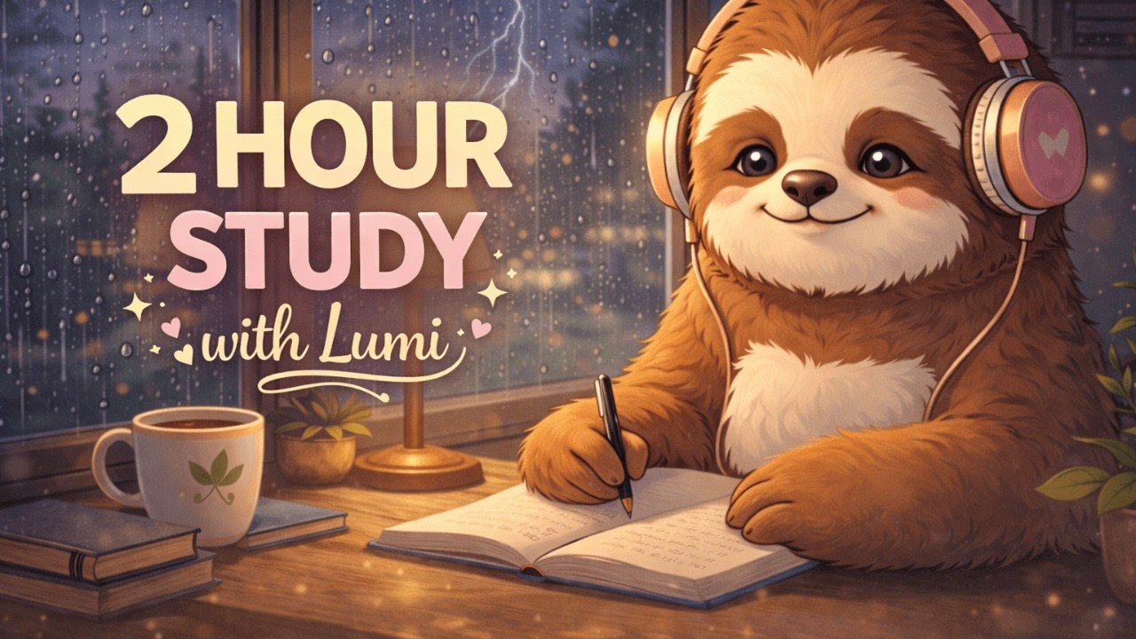 Cozy Rainy Window Study with Lumi | 2 Hour Calm Lofi Focus Music