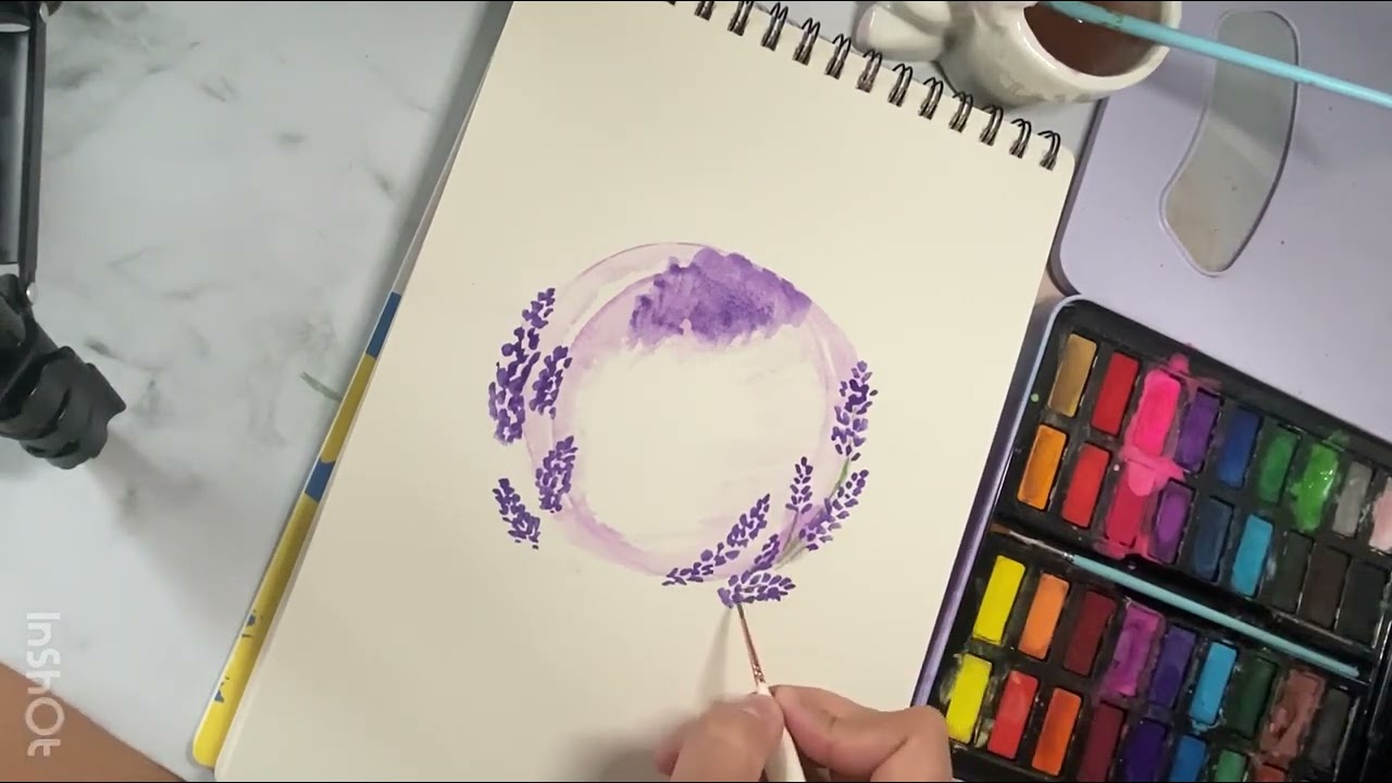 Easy&beautiful lavender flowers painting with watercolor/day1 upload video on my channel #art #viral