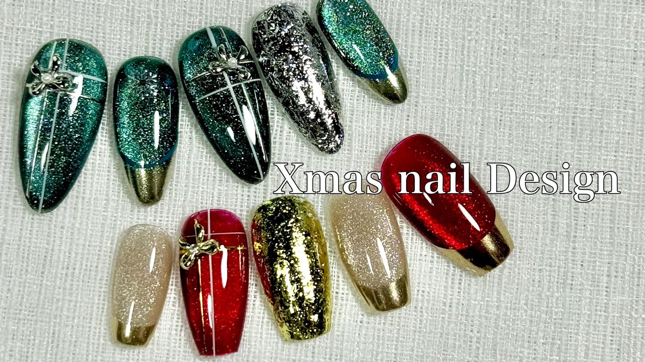 クリスマスネイルにおすすめ🎄マグネットとチェック柄ネイルのやり方