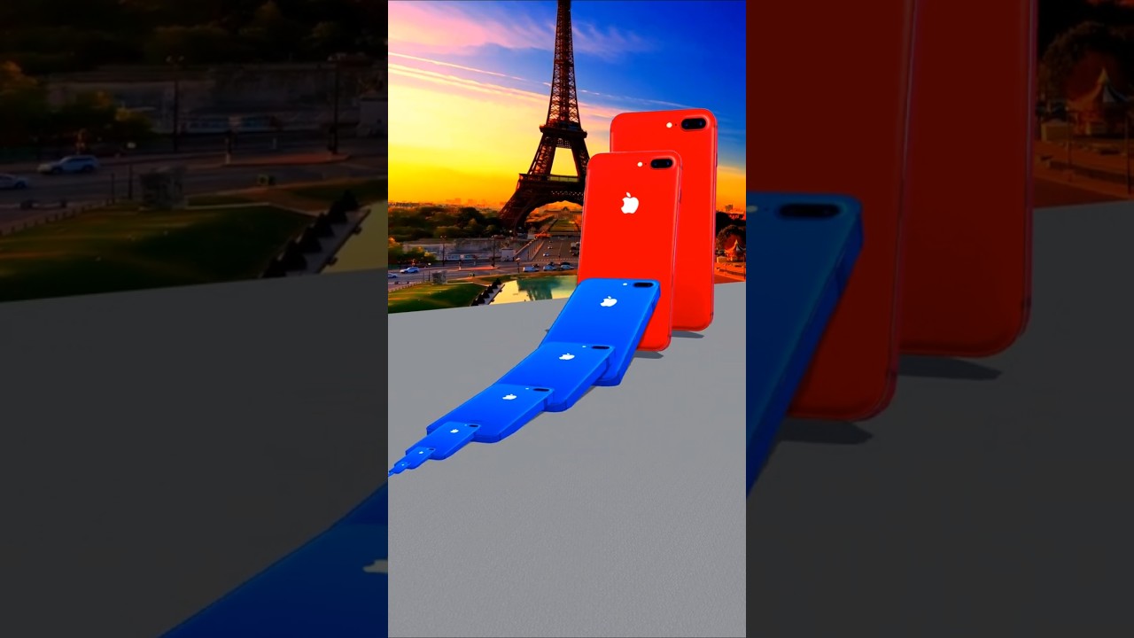 iPhone se Domino в Париже - от красного до синего совершенства 🔴📱🔵 #shorts