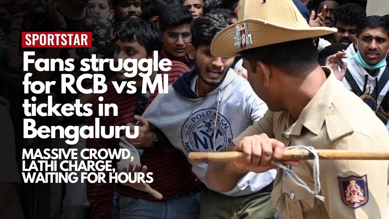 Fans struggle to secure tickets for RCB vs MI - police lathi-charge waiting fans - IPL2023