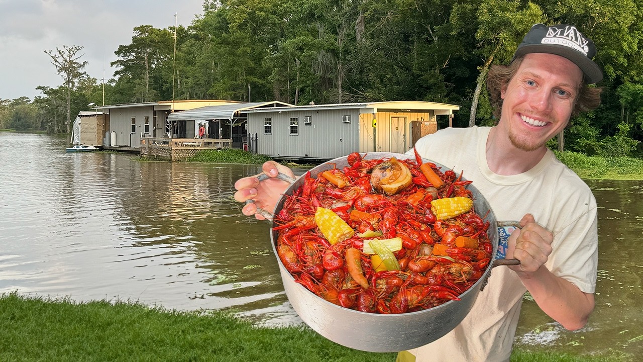 5 Days Living in a Bayou Houseboat - Crawfish Boil & GIANT Alligator Gar