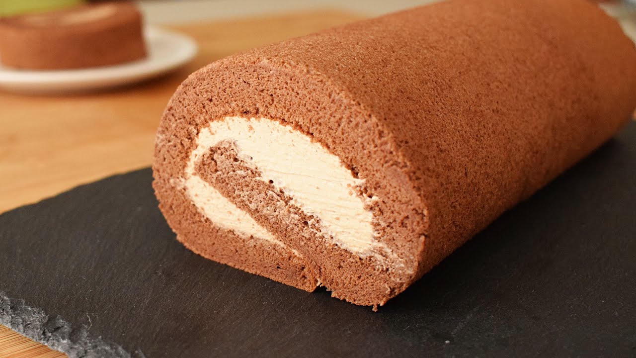 Chocolate Swiss Roll Cake | So Soft and Fluffy! | SweetsMin