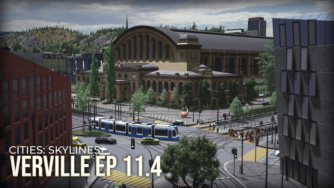 Custom Central Tram Hub! Cities: Skylines // Verville EP 11.4