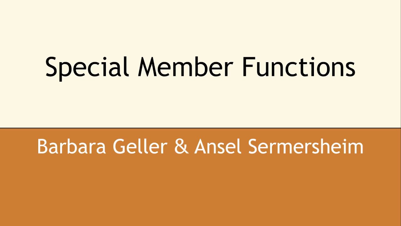 Special Member Functions