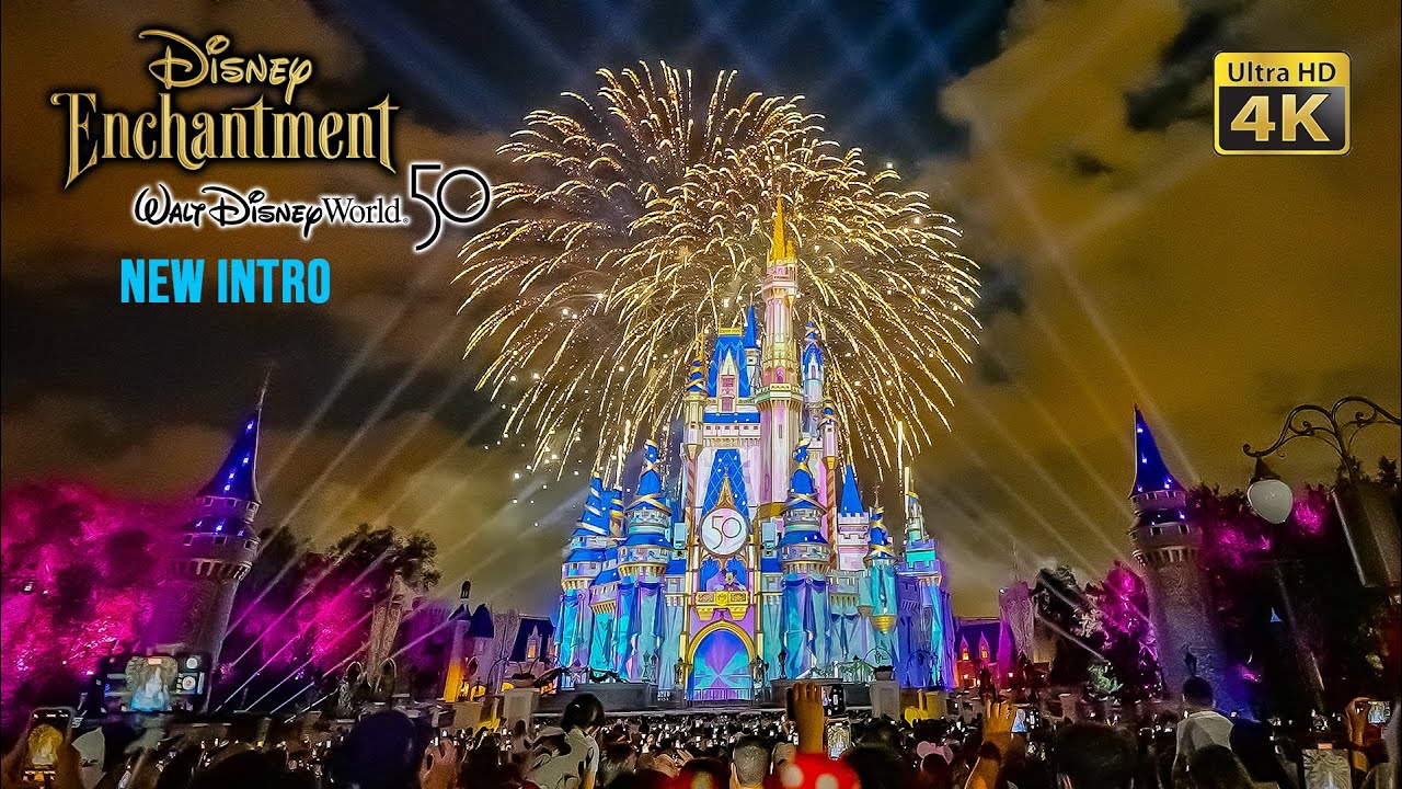 Disney Enchantment Fireworks with New Intro Full Show Hub View 4K Walt Disney World 2023 01 03