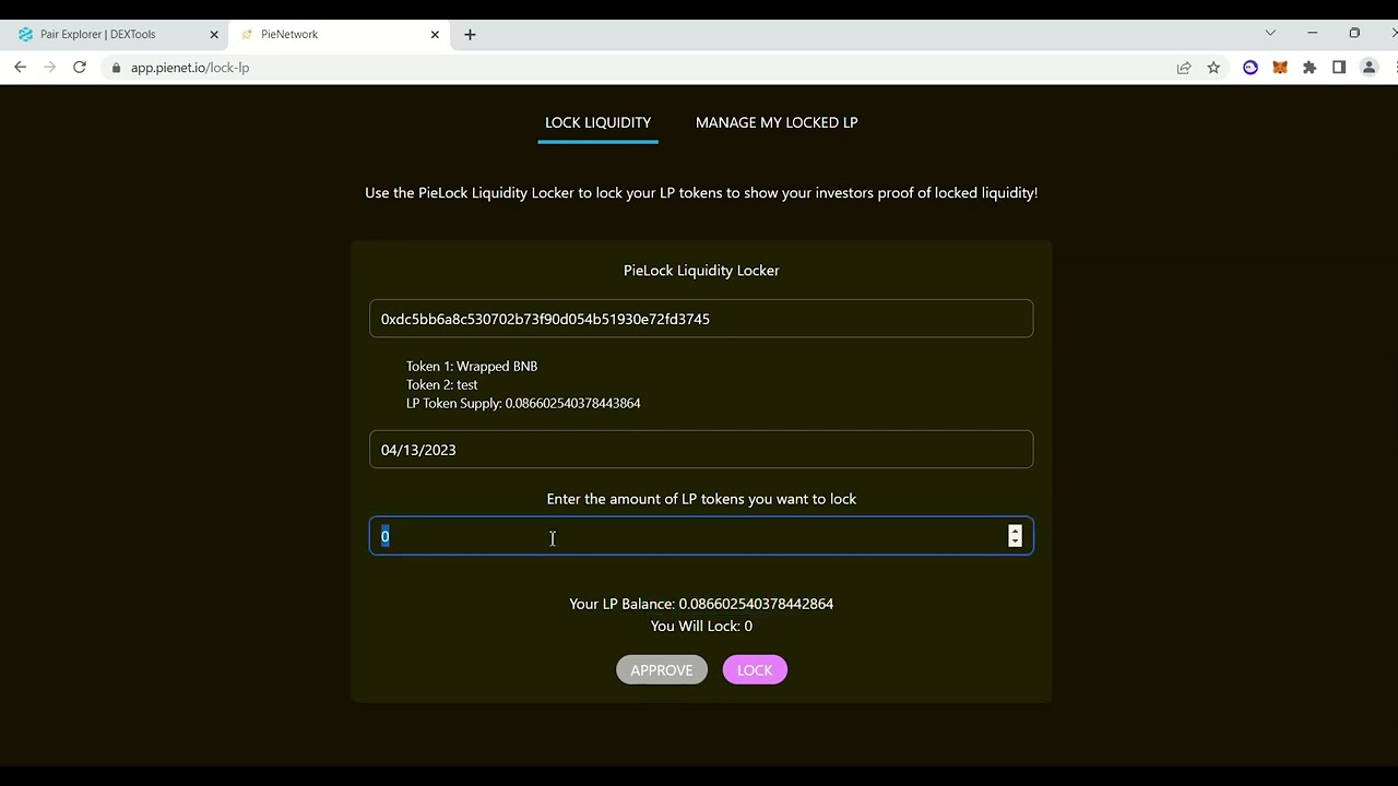 How to lock liquidity in Pie Locker