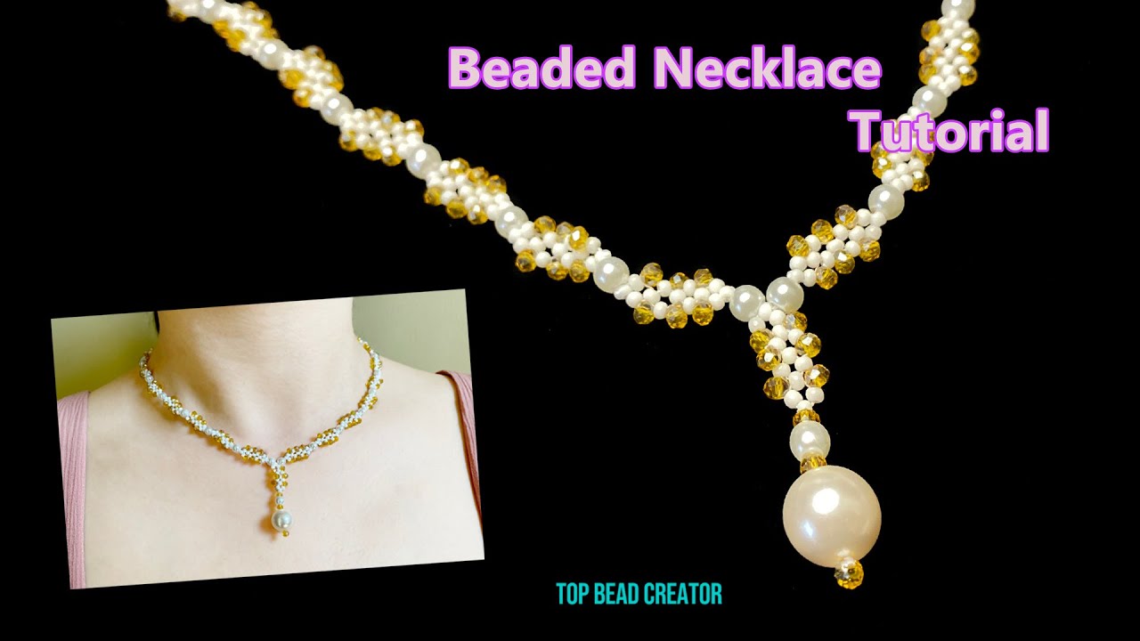 DIY beaded Necklace 18" (45.7 cm) tutorial, Pearl necklace making