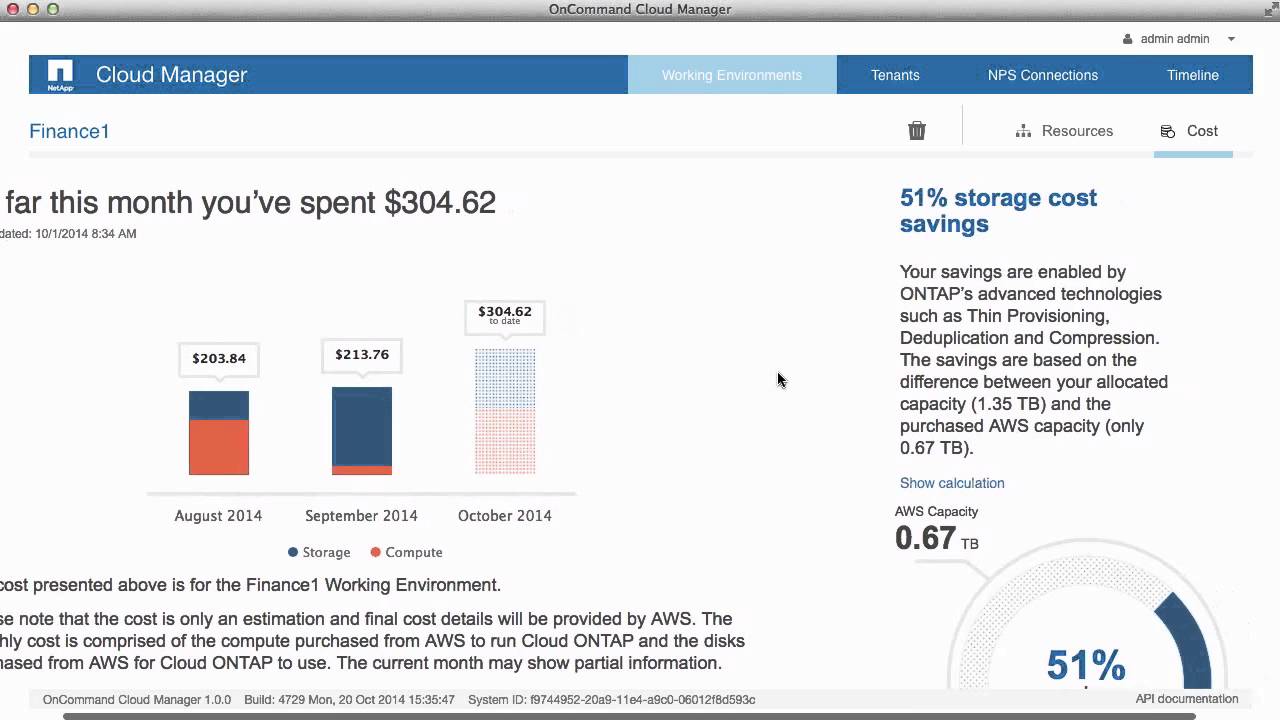 Understanding OnCommand Cloud Manager cost reports