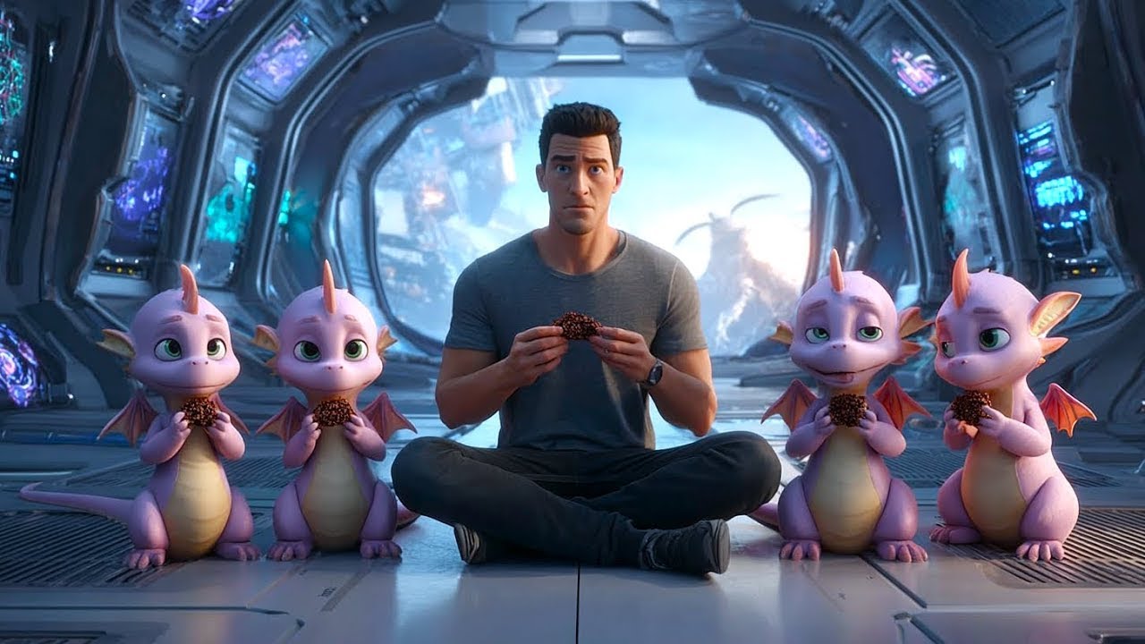 Four starving dragon cubs whispered, “Can we eat your leftovers ” He looked up into her blue eyes