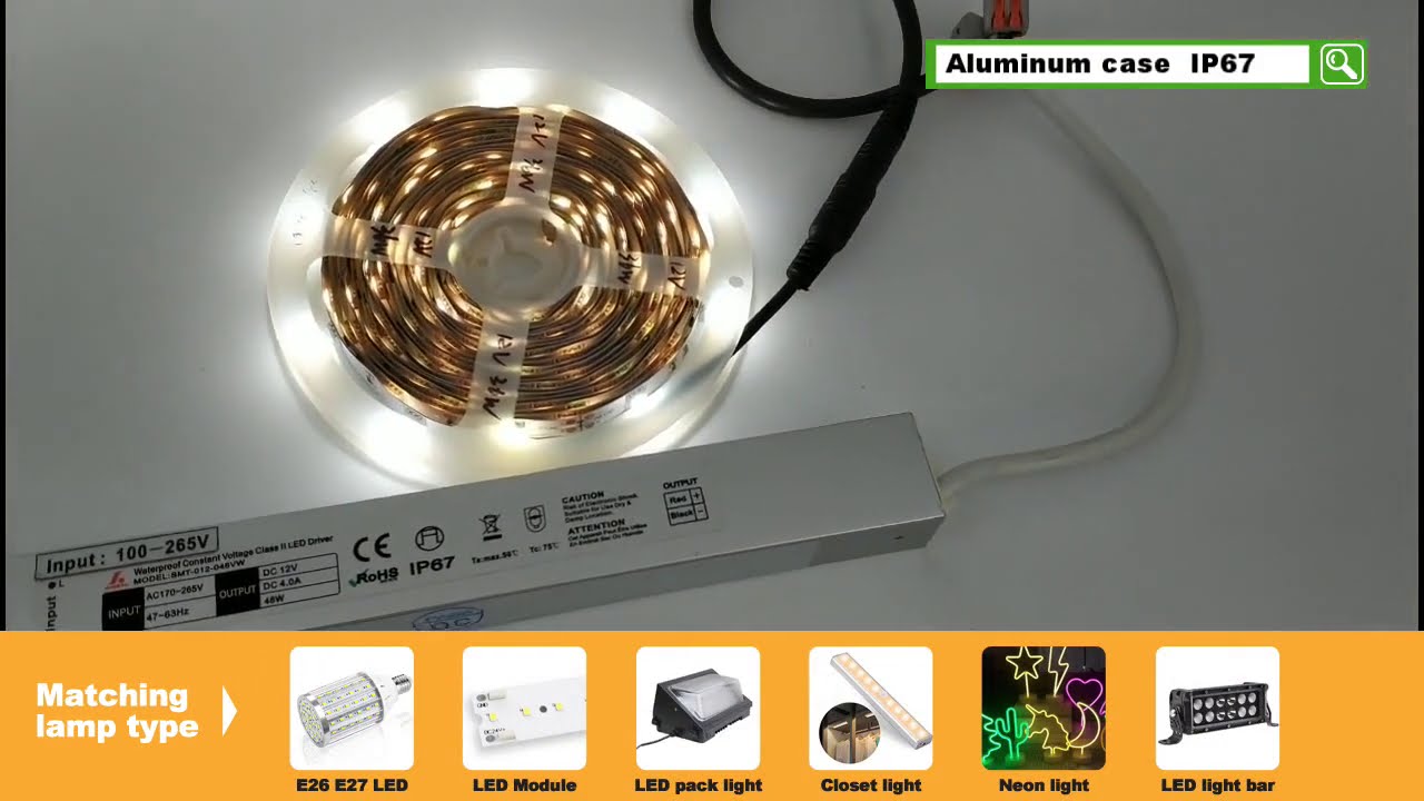 Waterproof Constant Voltage Slim Size 12/24vdc LED Driver 40W