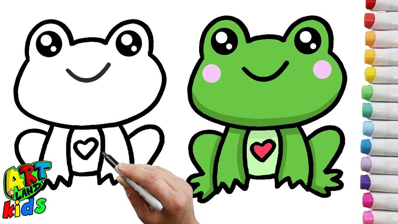 HOW TO DRAW A VALENTINE'S DAY FROG FOR KIDS | STEP BY STEP FOR BEGINNERS