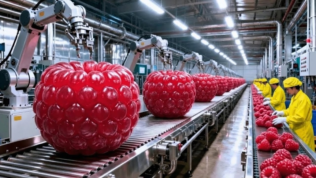 Inside a High-Tech Raspberry Factory: From Fresh Fields to Perfect Desserts (Full Process)