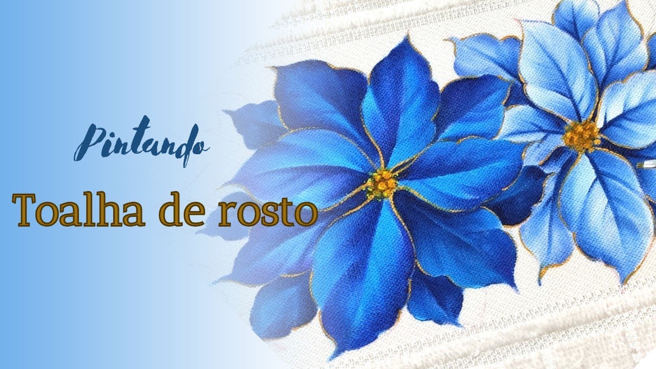 Pintando flor de Natal em toalha de rosto passo a passo.