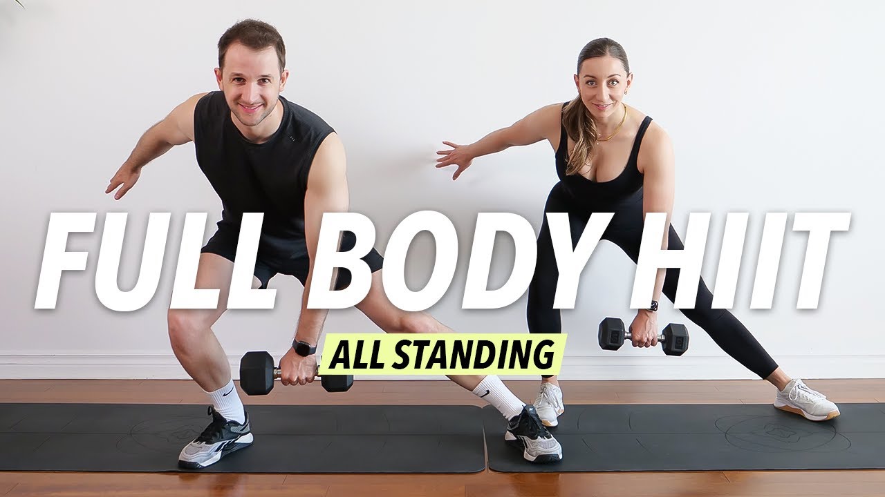 1 HOUR ALL STANDING HIIT WORKOUT with Weights at Home [Strength & Cardio]
