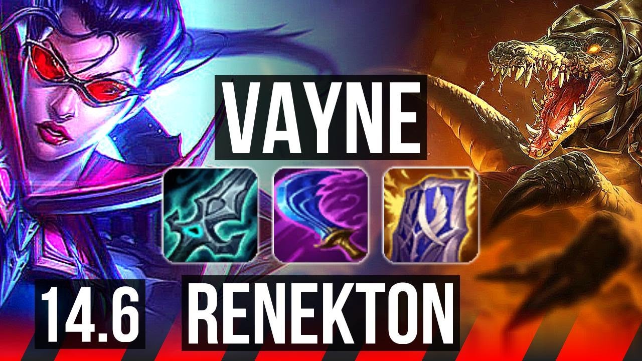VAYNE vs RENEKTON (TOP) | 77% winrate, 6 solo kills | NA Master | 14.6