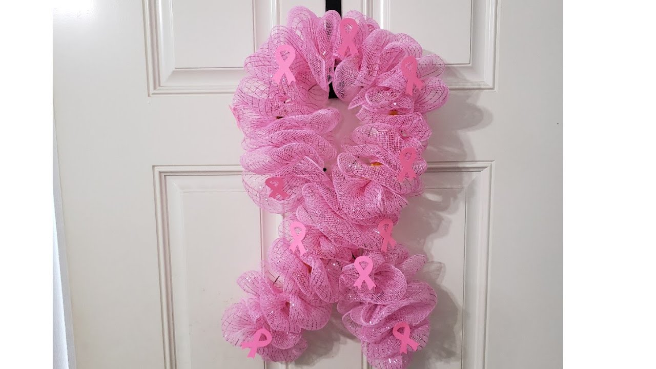 #diywreath #wreath #breastcancerwreath    DIY Breast Cancer Mesh Wreath🎀