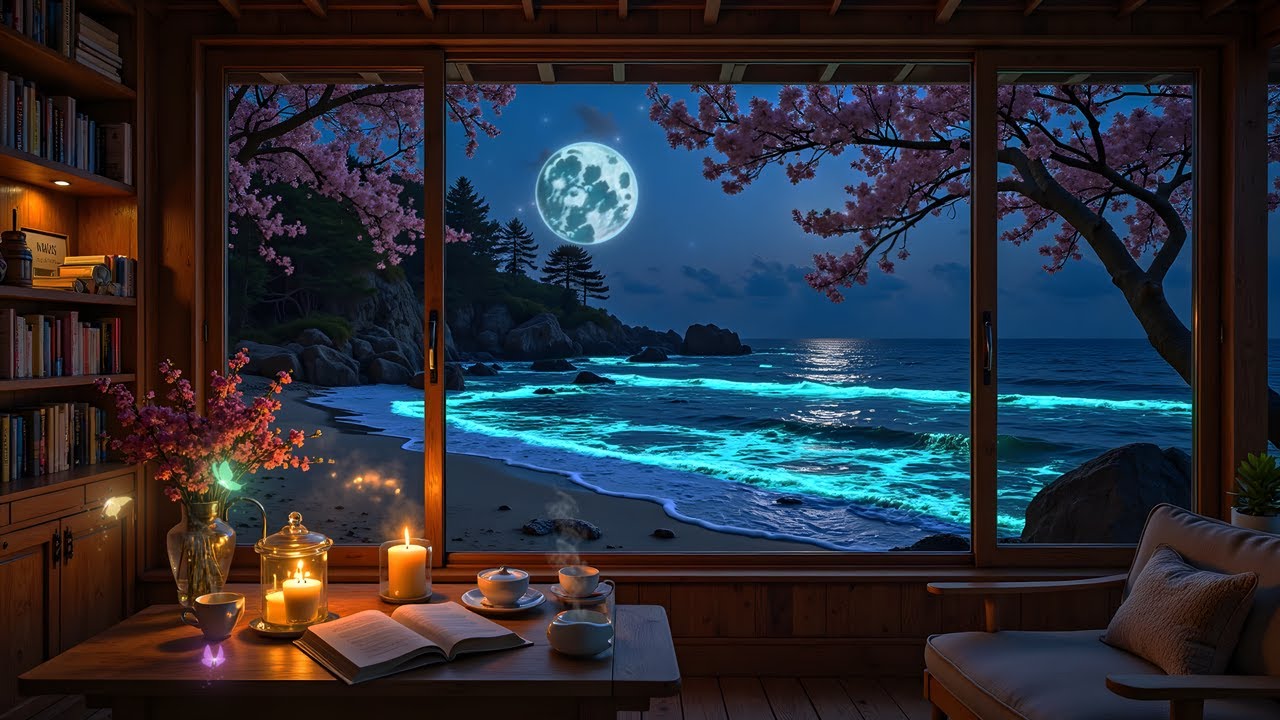 (No Ads) Ambient Piano Music  - Ocean Waves Soundscape - Deep Relaxation & Stress-Free Sleep