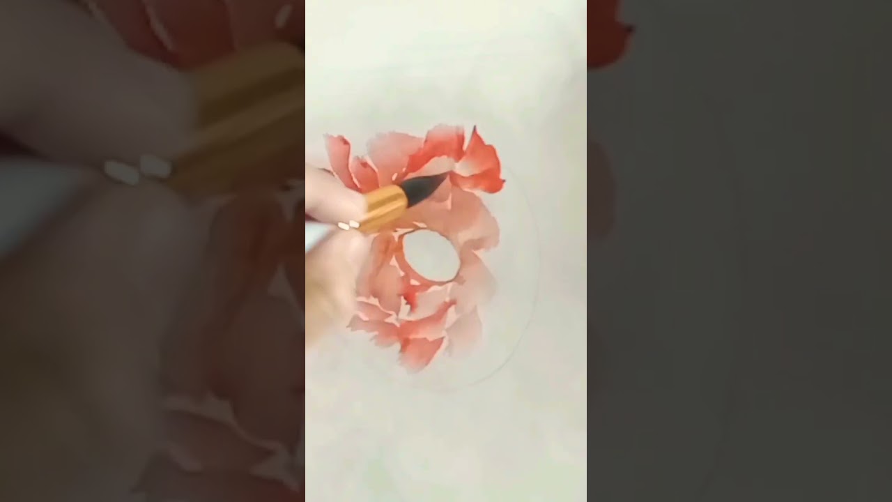 beautiful watercolour flower with mop brush 