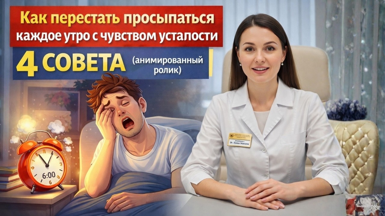 Как перестать просыпаться каждое утро с чувством усталости — 4 совета (анимированный ролик)