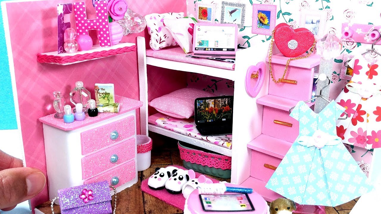 DIY Miniature Dollhouse Bedroom with a Bunk Bed