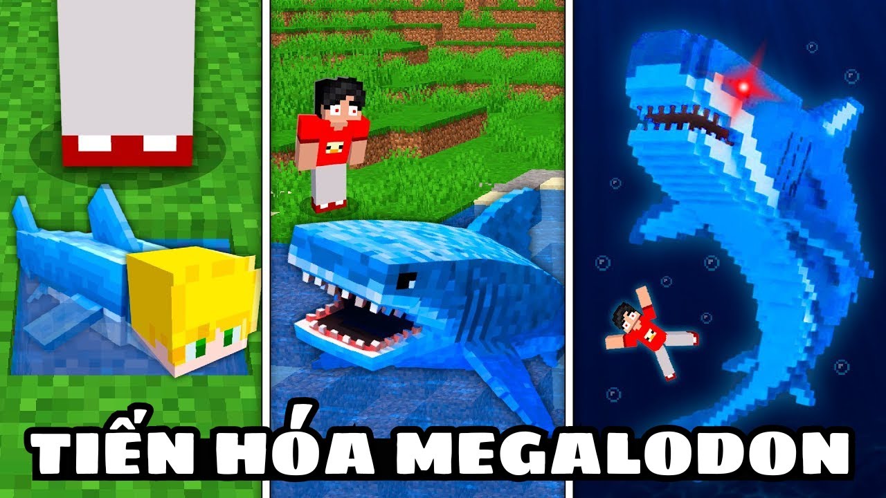 Tôi Thử Thách Tiến Hóa Thành MEGALODON Khổng Lồ Và Trả Thù Thợ Săn Khốn Nạn Trong Minecraft!