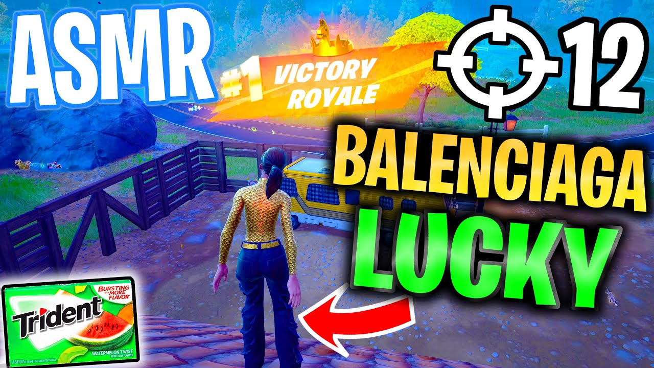 ASMR Gaming 😴 Fortnite Balenciaga Skin Lucky Win! Gum Chewing 🎮🎧 Controller Sounds + Whispering 💤